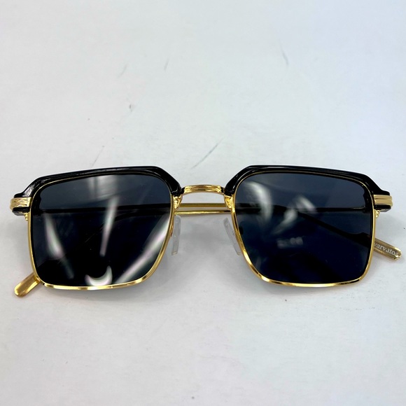 JOHN VARVANTOS GOLD METAL FRAME WITH GLOSSY BLACK ACCENT SUNGLASSES, GREY LENSES - Picture 13 of 14